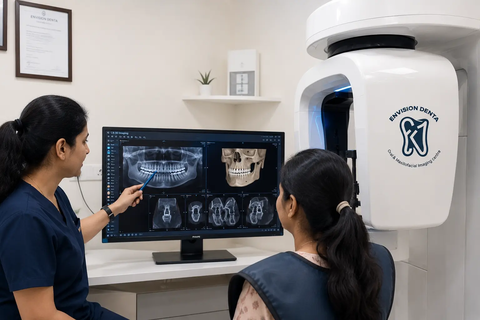 Patient smiling with dental clinician at Envision Denta specialist radiology centre